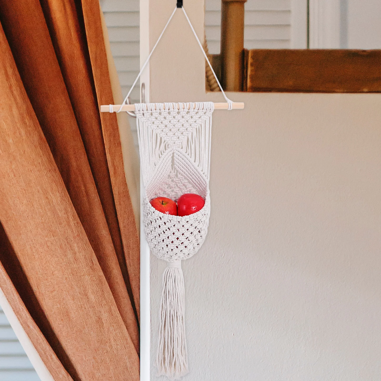 Bohemian Hanging Fruit Basket - Woven Kitchen Storage 6 S2f3887281bca470fa40e38459a4a2f1ay
