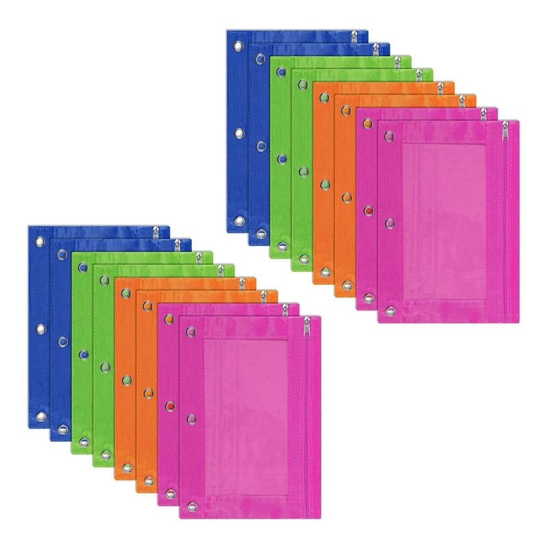 16 Pack 3-Ring Pencil Pouch, Pouch Binder, Multi-Color, Pencil Case, Clear Window, For School Supplies, Office Supplies
16 Pack 3-Ring Pencil Pouch, Pouch Binder, Multi-Color, Pencil Case, Clear Window, For School Supplies, Office Supplies