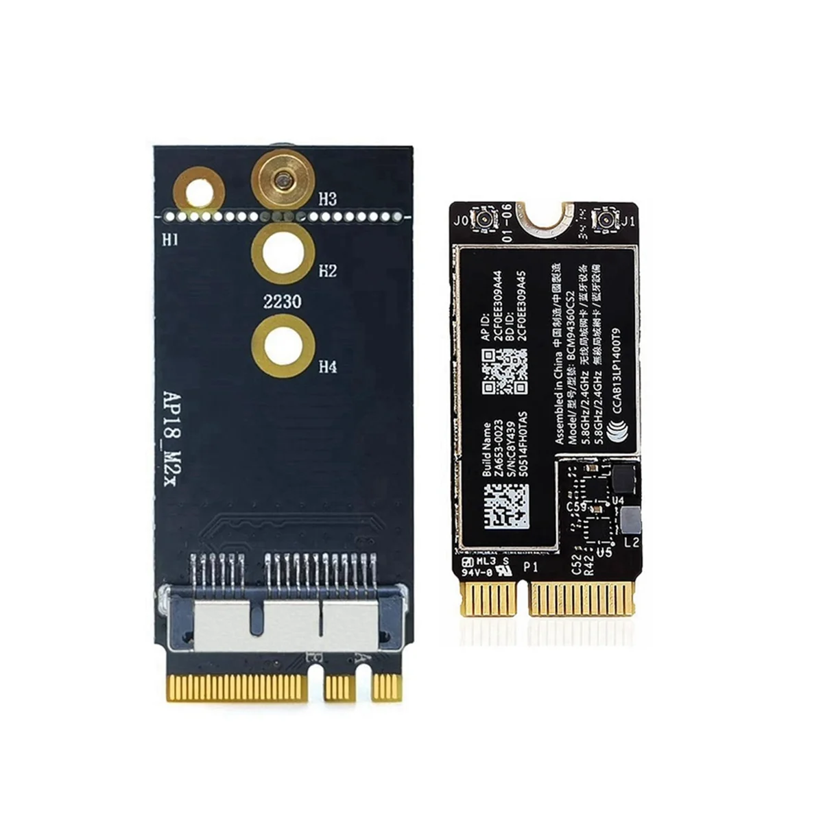 BCM94360CS2 Dual Band Wifi Card + NGFF M.2 Key A/E Adapter Card WIFI BT 4.0 802.11Ac Card for 11Inch A1465 13Inch A1466
BCM94360CS2 Dual Band Wifi Card + NGFF M.2 Key A/E Adapter Card WIFI BT 4.0 802.11Ac Card for 11Inch A1465 13Inch A1466