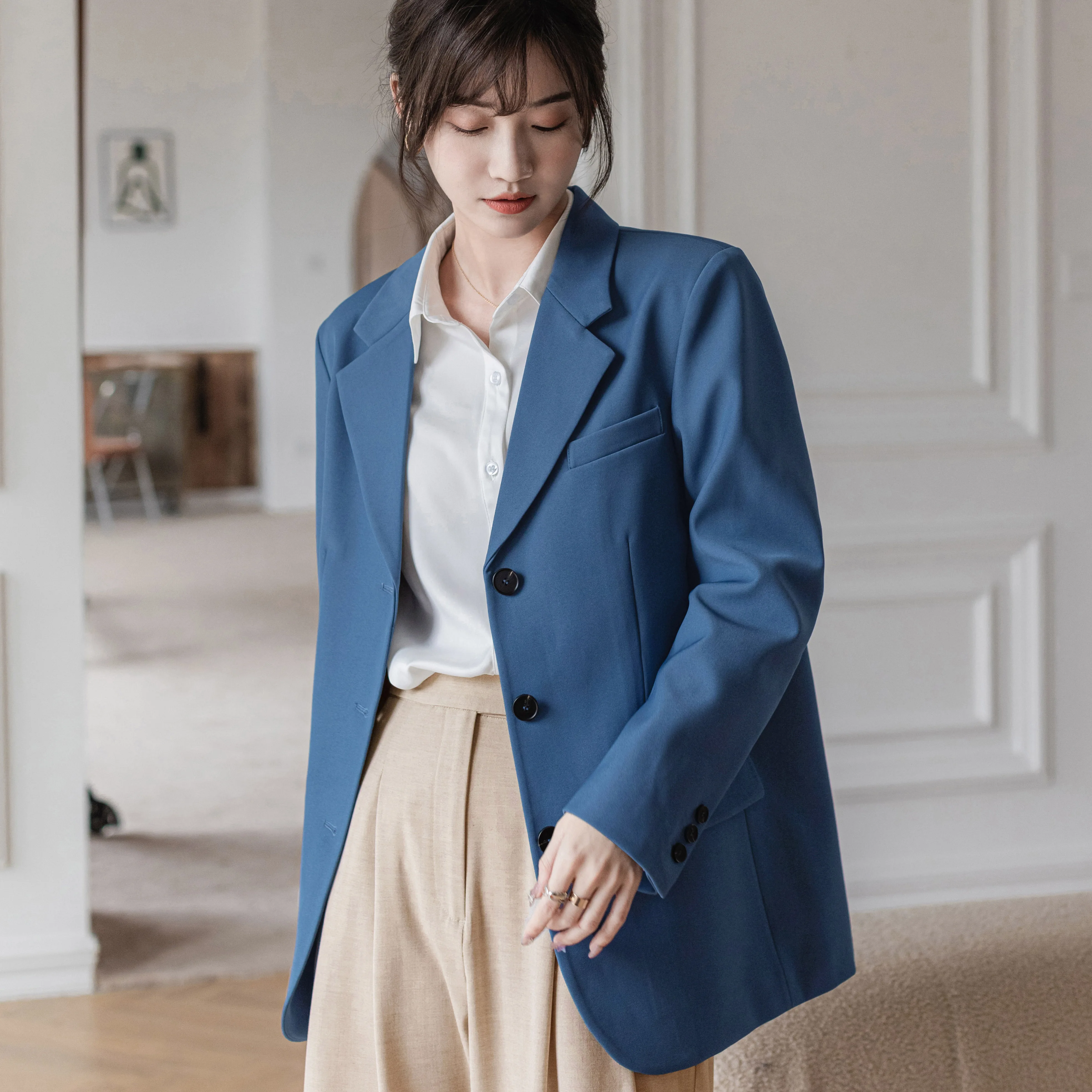 

UNXX Real Shot In-stock Korean Version 2022 Spring/Autumn Suit Women's Petite High-Quality Sense Three-Button Suit Jacket Trendy