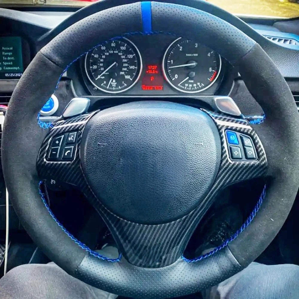 Чехол рулевого колеса автомобиля сшитая вручную мягкая черная натуральная кожа черная замша для BMW E90 320i 325i 330i 335i E87 120i 130i 120d
Чехол рулевого колеса автомобиля сшитая вручную мягкая черная натуральная кожа черная замша для BMW E90 320i 325i 330i 335i E87 120i 130i 120d