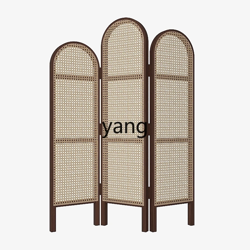 

CX Solid Wood Rattan Screen Folding Mobile Partition Bedroom Covering Living Room Hallway Wall Decoration