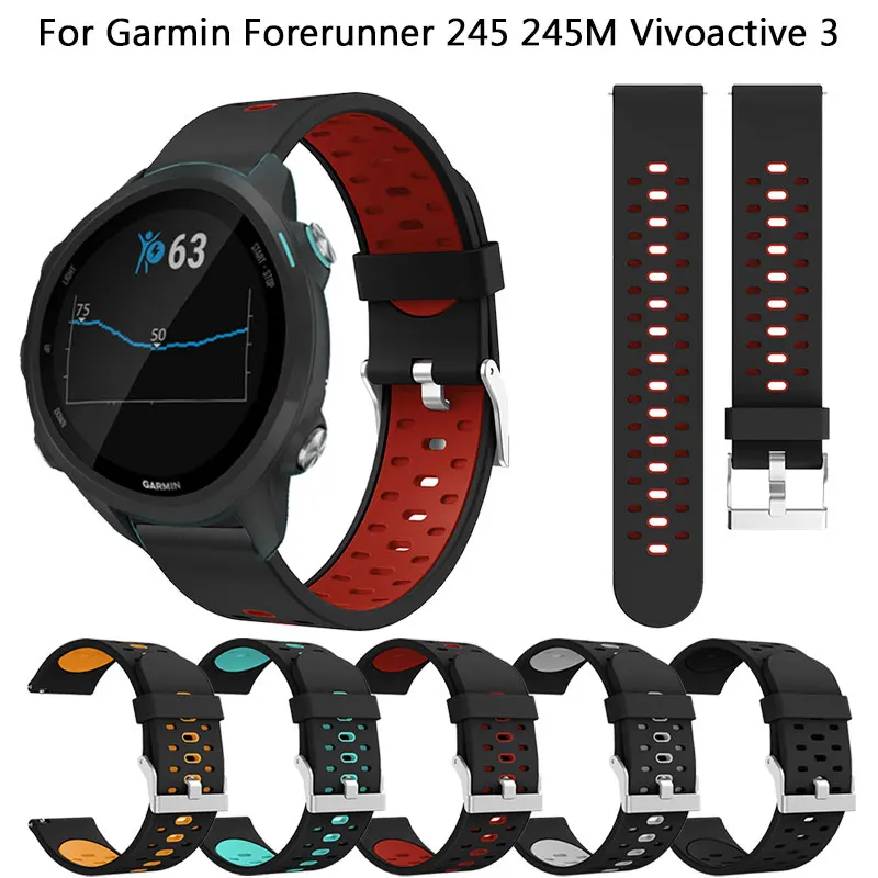 

20mm Watch band soft for Xiaomi Huami Amazfit Bip Youth Edition for Garmin Forerunner 245 245M silicone Wrist bands Sport