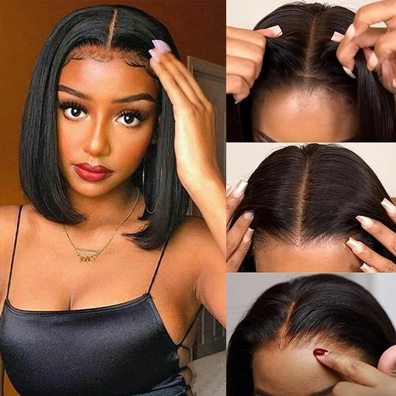 

Short bob wig lace front human hair wig Straight 13x4 Frontal 4x4 closure Glueless wigs for women choice cheap on sale