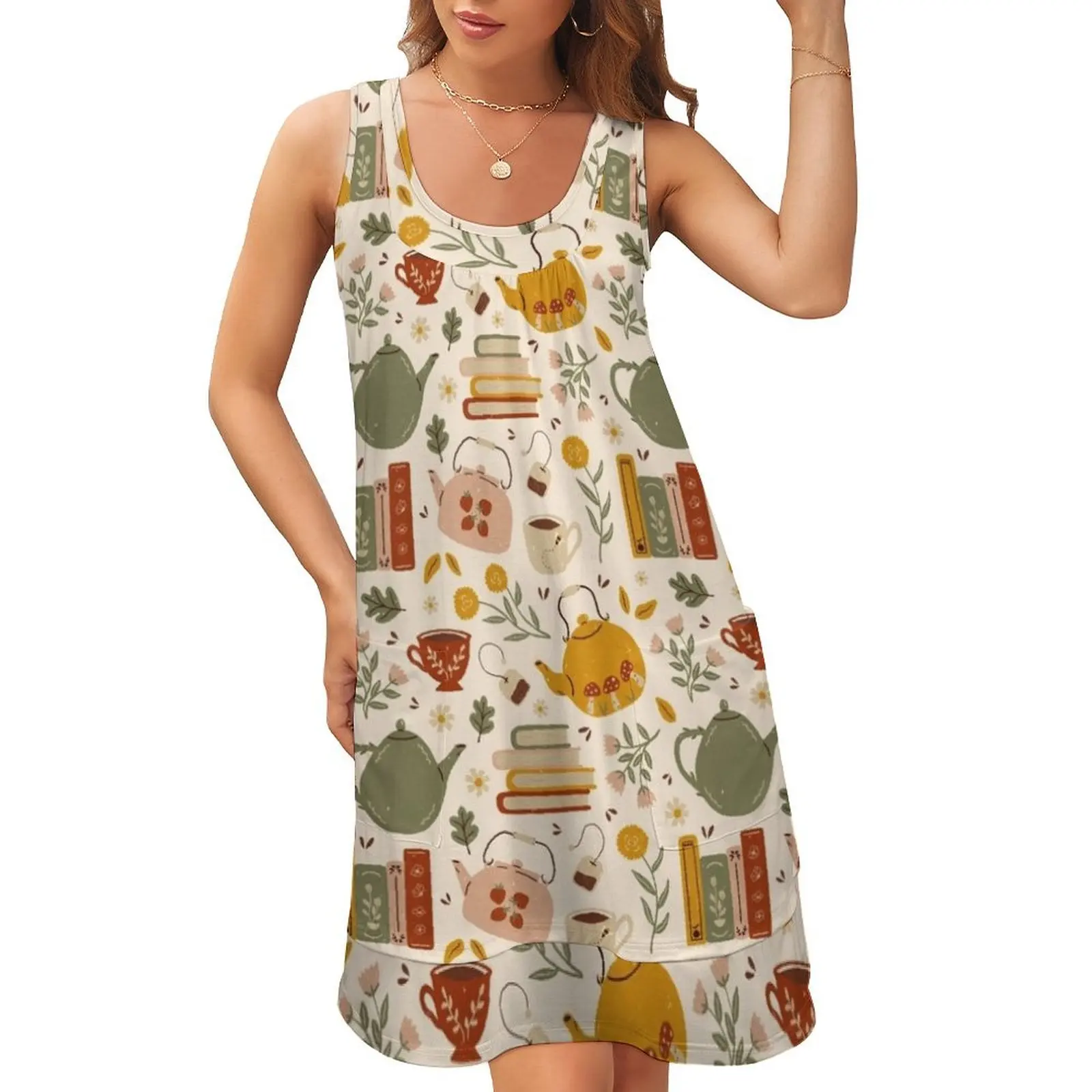 Flowery Books and Tea Sleeveless U-Neck Fake Two Piece Dress Dress woman evening dress
Flowery Books and Tea Sleeveless U-Neck Fake Two Piece Dress Dress woman evening dress