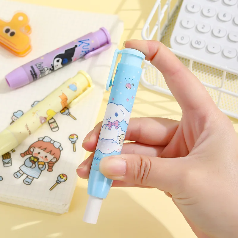

Kawaii Hello Kitty MINISO Eraser Anime My Melody Kuromi Cinnamoroll Student Cartoon Press Eraser Creative Children's Stationery
