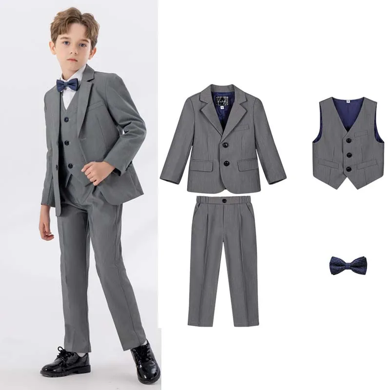 Children Gary Jacket Vest Pants Bowtie 4PCS Piano Party Dress Kids Ceremony Photograph Suit Flower Boys Performance Show Costume
Children Gary Jacket Vest Pants Bowtie 4PCS Piano Party Dress Kids Ceremony Photograph Suit Flower Boys Performance Show Costume