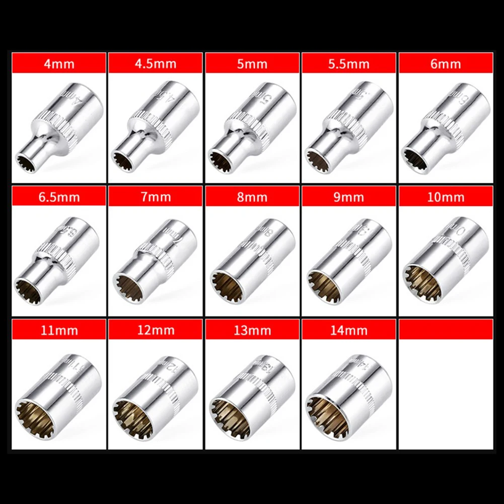 12 Teeth Shape Universal Socket Head 1/4" Square Drive Torx Bit Ratchet Wrench Adapter Socket For Nuts Of Various Types Sockets
12 Teeth Shape Universal Socket Head 1/4" Square Drive Torx Bit Ratchet Wrench Adapter Socket For Nuts Of Various Types Sockets