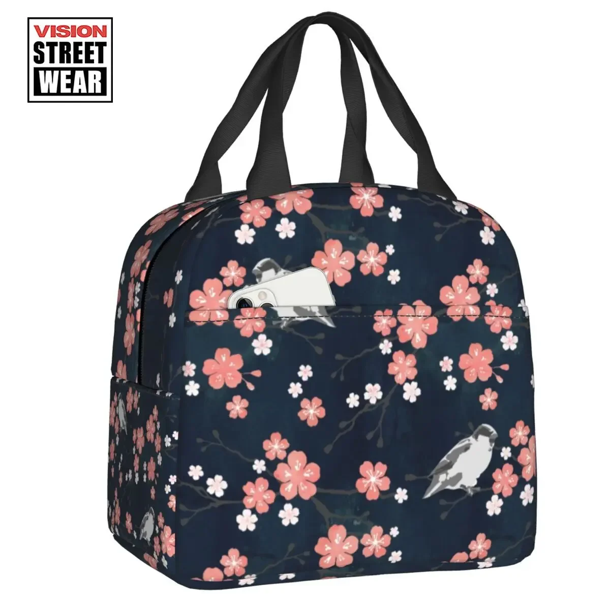 Navy And Pink Bird Cherry Blossom Floral Insulated Lunch Bags For Women Sakura Flowers Thermal Cooler Food Lunch Box School
Navy And Pink Bird Cherry Blossom Floral Insulated Lunch Bags For Women Sakura Flowers Thermal Cooler Food Lunch Box School