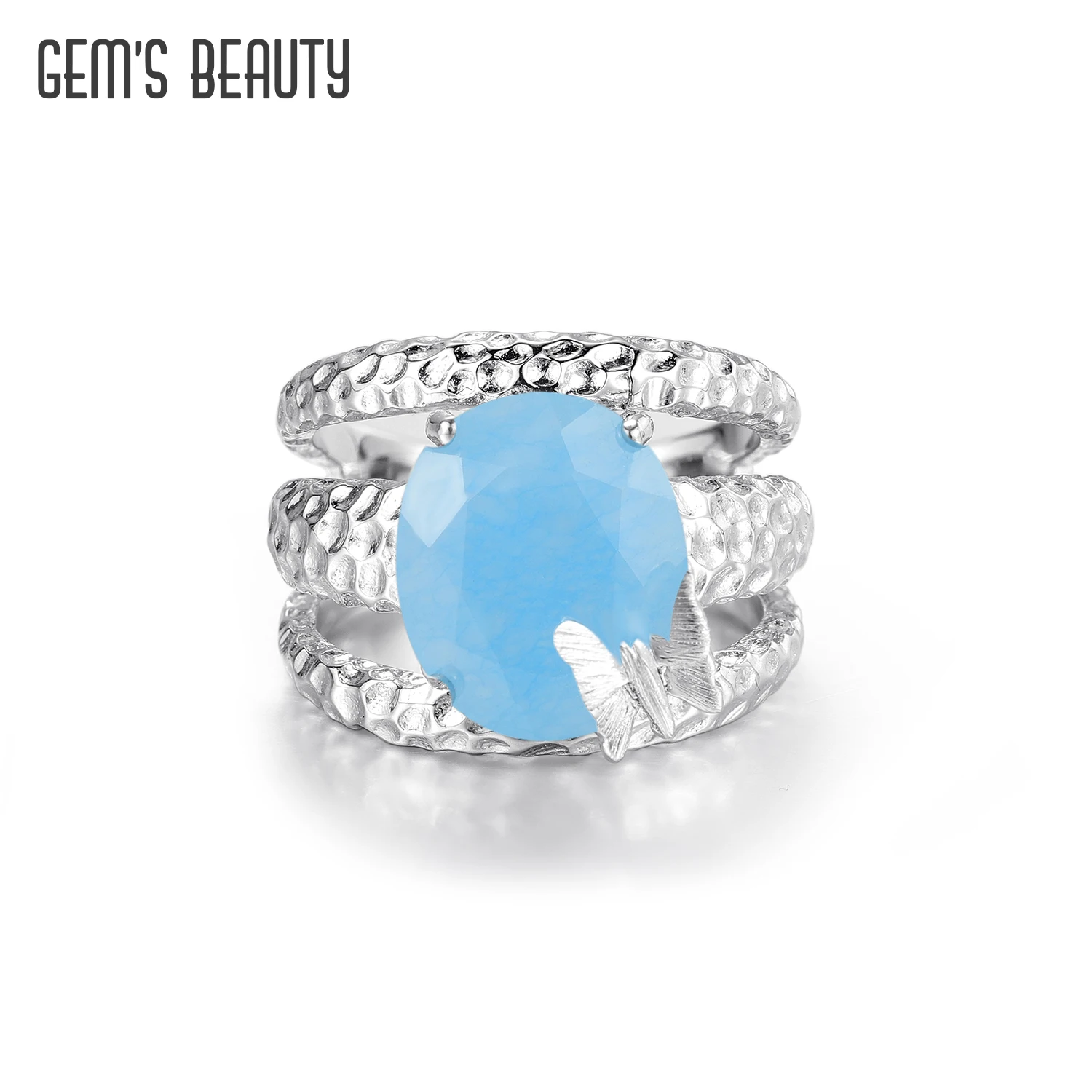 GEM'S BALLET Natural Aqua-blue Calcedony Gemstone Statement Ring Boho Sterling Silver Butterfly Ring Fine Jewelry Gift For Mom
GEM'S BALLET Natural Aqua-blue Calcedony Gemstone Statement Ring Boho Sterling Silver Butterfly Ring Fine Jewelry Gift For Mom