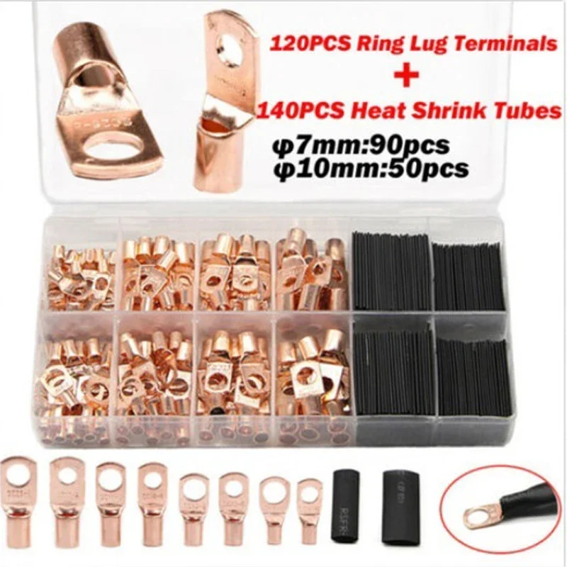 60/220/260Pcs SC Bare Ring Terminals lug Tinned Copper Tube Lug Seal Battery Wire Connectors Bare Cable Crimped Soldered
60/220/260Pcs SC Bare Ring Terminals lug Tinned Copper Tube Lug Seal Battery Wire Connectors Bare Cable Crimped Soldered