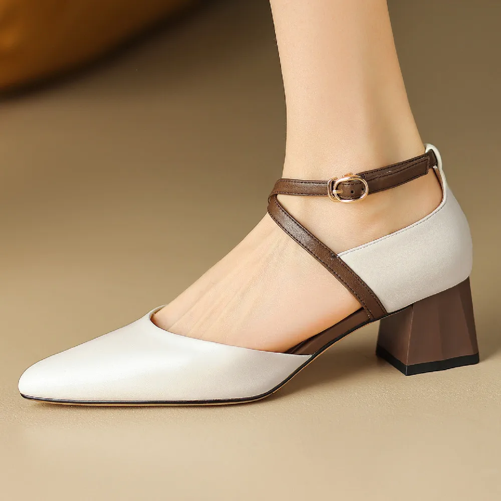 Женские босоножки из коровьей кожи, элегантные туфли на высоком толстом каблуке с острым носком и ремешком на щиколотке, лето 2023
Женские босоножки из коровьей кожи, элегантные туфли на высоком толстом каблуке с острым носком и ремешком на щиколотке, лето 2023