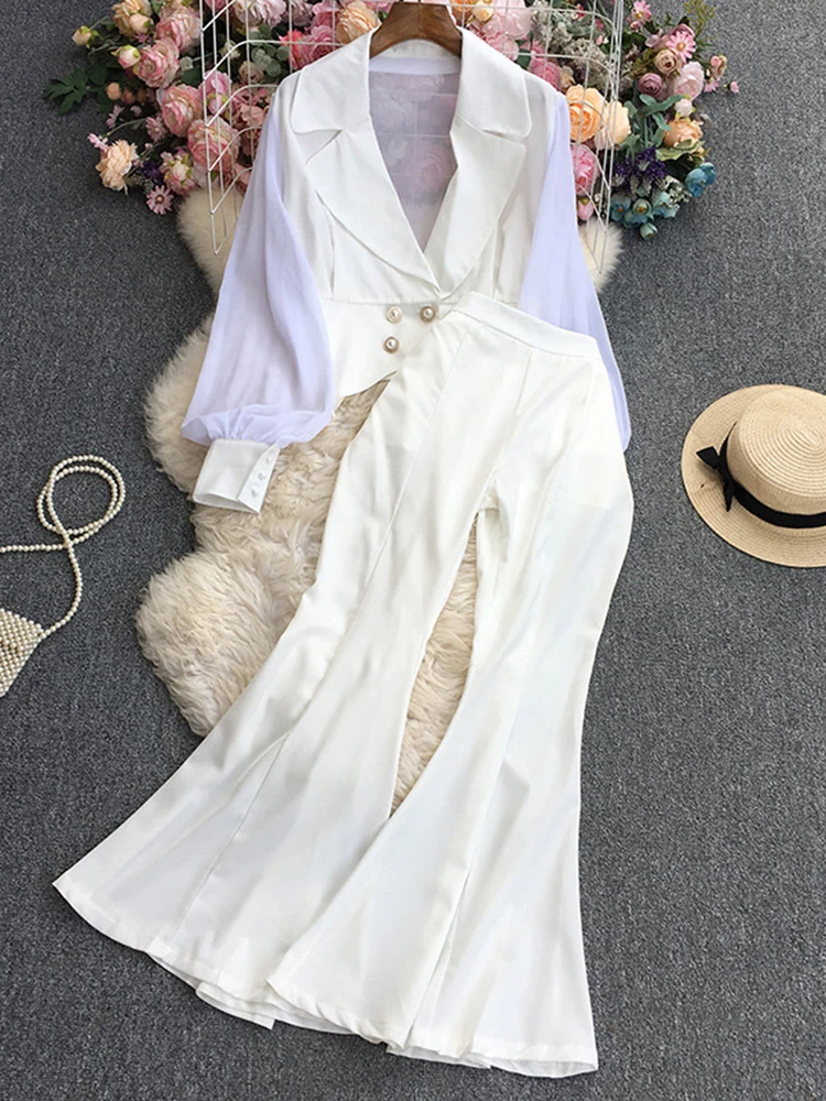 Solid Long Sleeve Blazer Coats + Flared Pants Suits Casual Fashion High Waist Trousers Office Lady Sets Lapel Simple Women Sets
Solid Long Sleeve Blazer Coats + Flared Pants Suits Casual Fashion High Waist Trousers Office Lady Sets Lapel Simple Women Sets