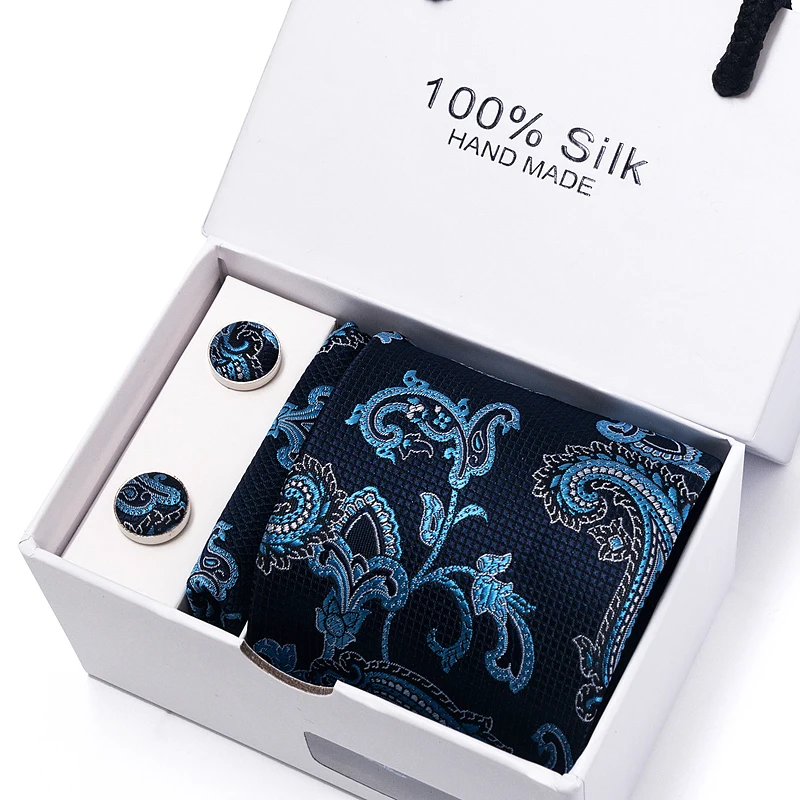 Silk Nice Handmade Birthday Present Tie Hanky Cufflink Set Tie Necktie Box Formal Clothing Blue Paisley Father's Day
Silk Nice Handmade Birthday Present Tie Hanky Cufflink Set Tie Necktie Box Formal Clothing Blue Paisley Father's Day