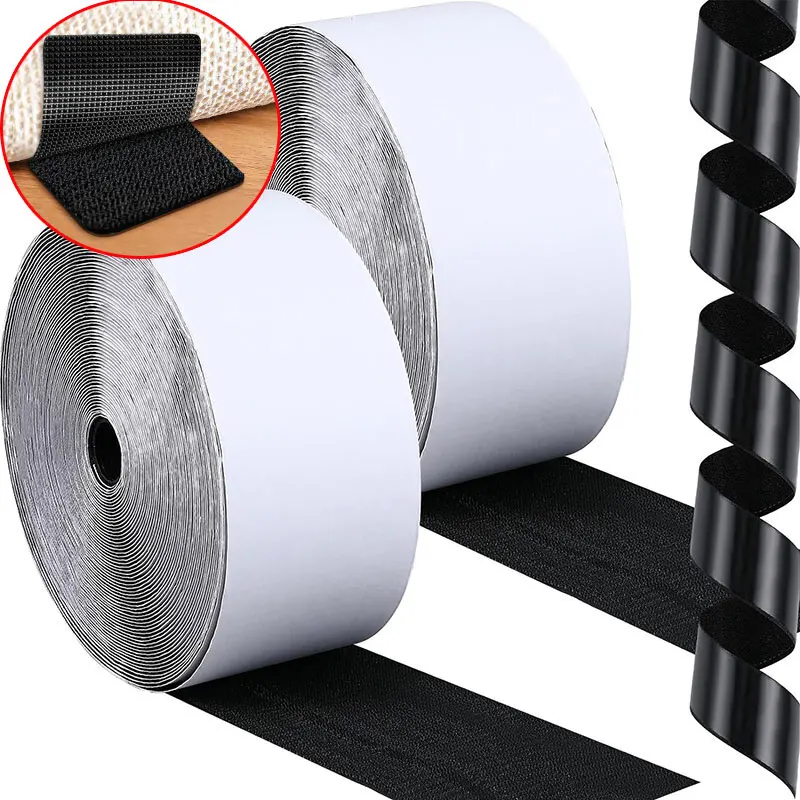 

1M Self Adhesive Fastener Tape Nylon Hook and Loop Strips Non Slip Rug Grippers Carpet Fixing Sticker Double Faced Adhesive 50mm