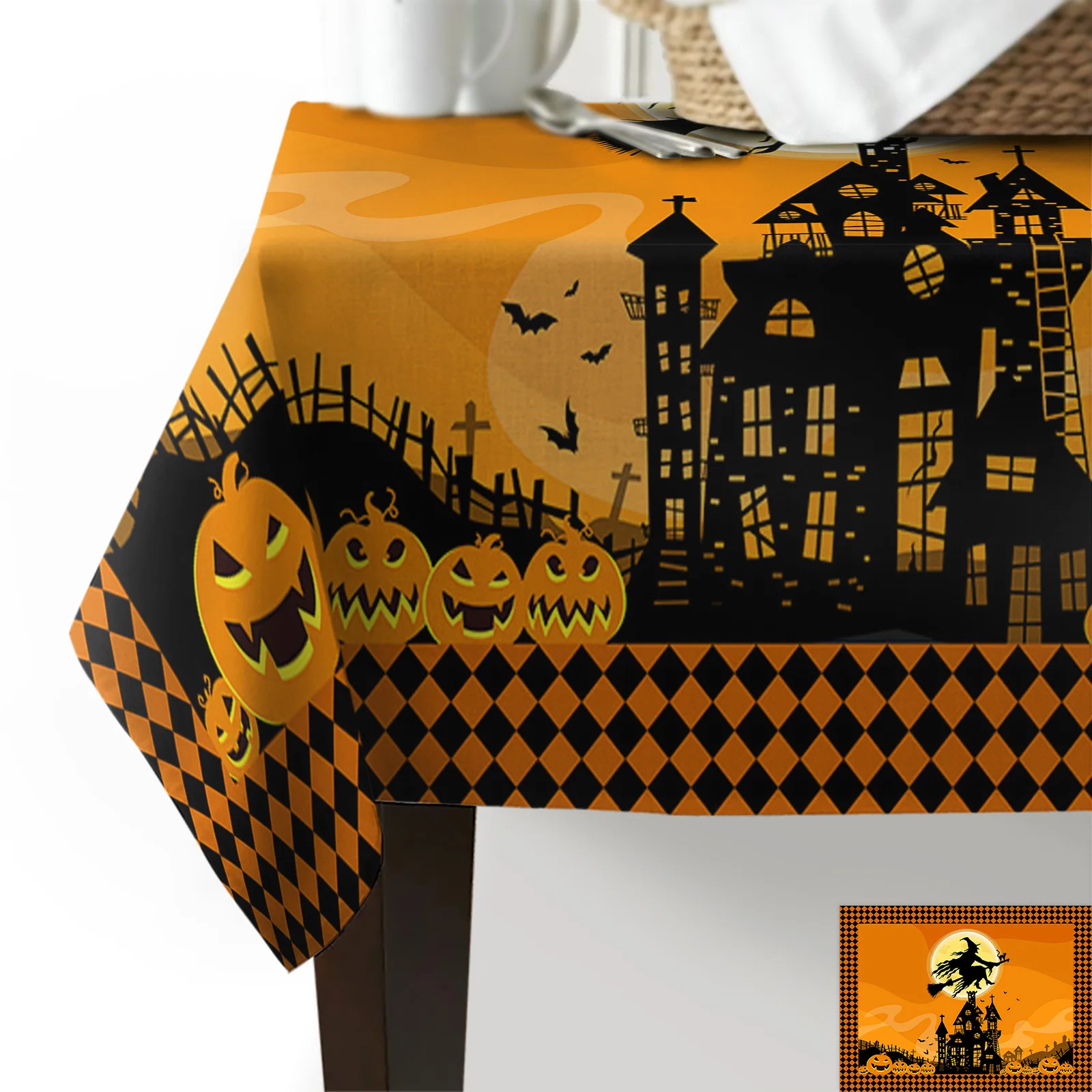 Halloween Witch Castle Pumpkin Bat Moon Black Cat Orange TableCloth Waterproof Dining Table Cover Kitchen Home Decor Tapete
Halloween Witch Castle Pumpkin Bat Moon Black Cat Orange TableCloth Waterproof Dining Table Cover Kitchen Home Decor Tapete