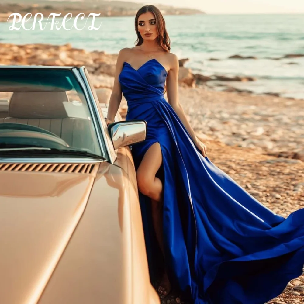 

PERFECT Sexy Mermaid Prom Dresses Sweetheart Split Floor Length Evening Cocktail Party Night Prom Gowns Plus Size Saudi Arabia