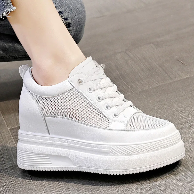 New Summer Shoes Women Flats Breathable Mesh Brand Ladies Flat Platform Height Increasing 8cm Pure White Shoes YX48351 2 S2f51c9990ba64c8bb95b93de9129d7127