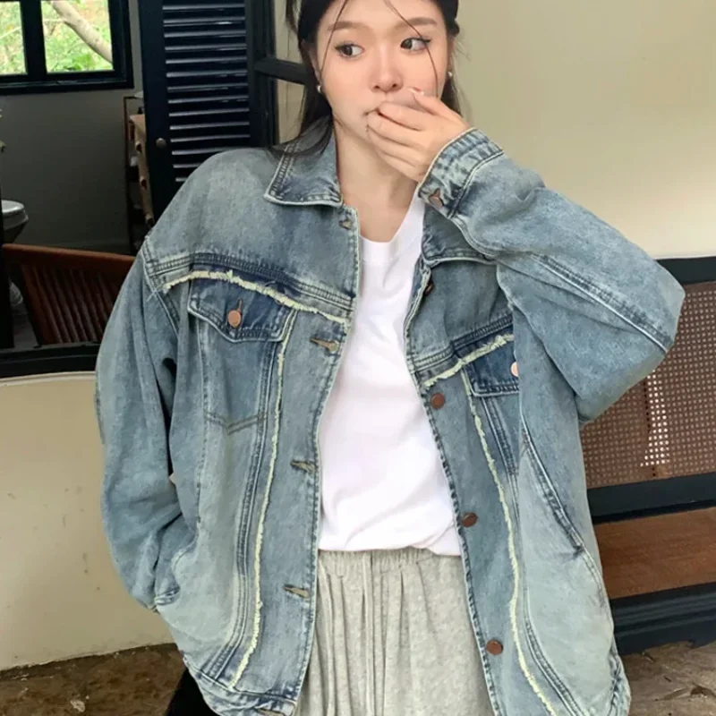 LKSK Jacket Women Autumn Washed Jean Coats Lady Korean Fashion Single Breasted Outerwear Casual Loose Jacket Streetwear
LKSK Jacket Women Autumn Washed Jean Coats Lady Korean Fashion Single Breasted Outerwear Casual Loose Jacket Streetwear