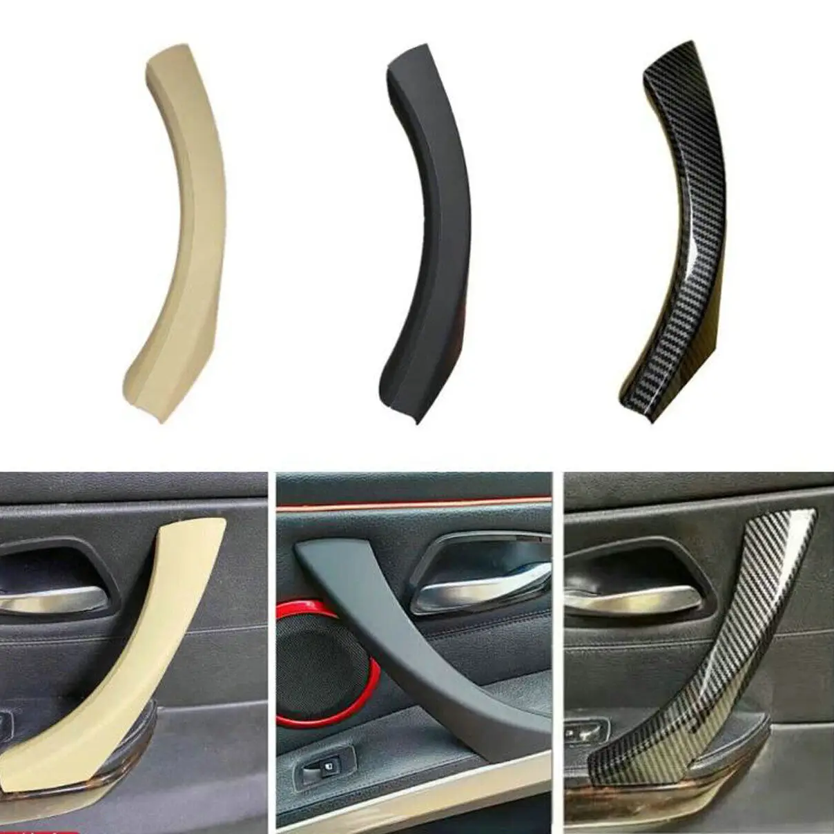 Carbon Black Beige Fiber ABS Interior Door Panel Handle Cover Suitable For BMW E90 E91 E92 E93 2005-2012
Carbon Black Beige Fiber ABS Interior Door Panel Handle Cover Suitable For BMW E90 E91 E92 E93 2005-2012