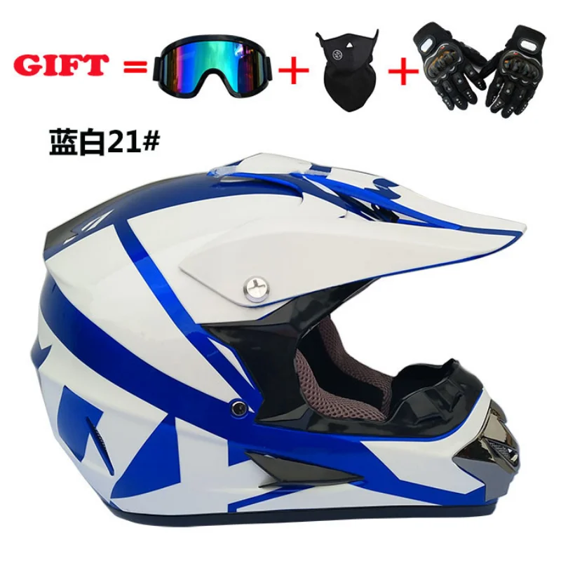 

New Flower Motorcycle Cross-country Helmet Four Seasons Men Women Full Face Helmets Wind Mirror Mask Gloves Casco Motocross