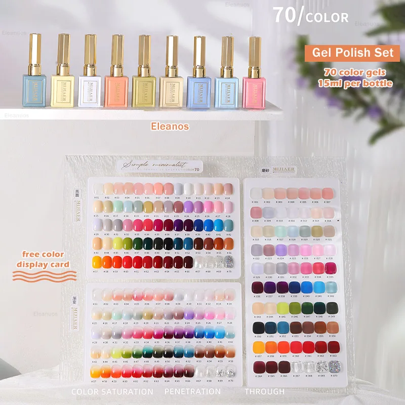 Eleanos 70 Color Gel Nail Polish Set Enamel Nail Gel Kit Fancy Bottles Base Coat Nail Salon Used UV Gel Varnish Collection 15ml
Eleanos 70 Color Gel Nail Polish Set Enamel Nail Gel Kit Fancy Bottles Base Coat Nail Salon Used UV Gel Varnish Collection 15ml