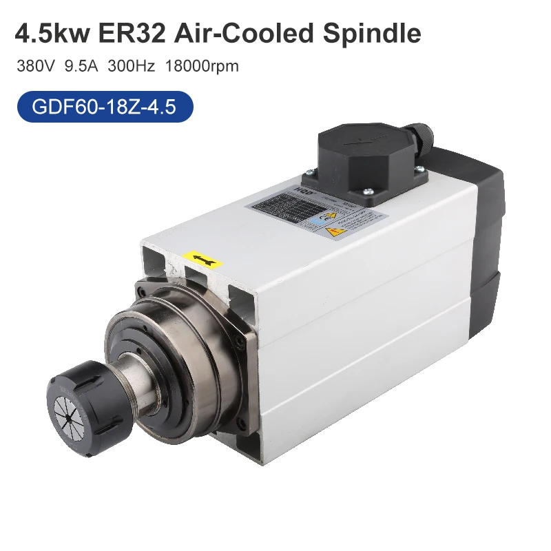 HQD Spindle Motor 4.5kw ER32 Square Air Cooled Spindle 4 PCS Bearing 220V 380V CNC Router Woodworking Carving Milling Machine
HQD Spindle Motor 4.5kw ER32 Square Air Cooled Spindle 4 PCS Bearing 220V 380V CNC Router Woodworking Carving Milling Machine