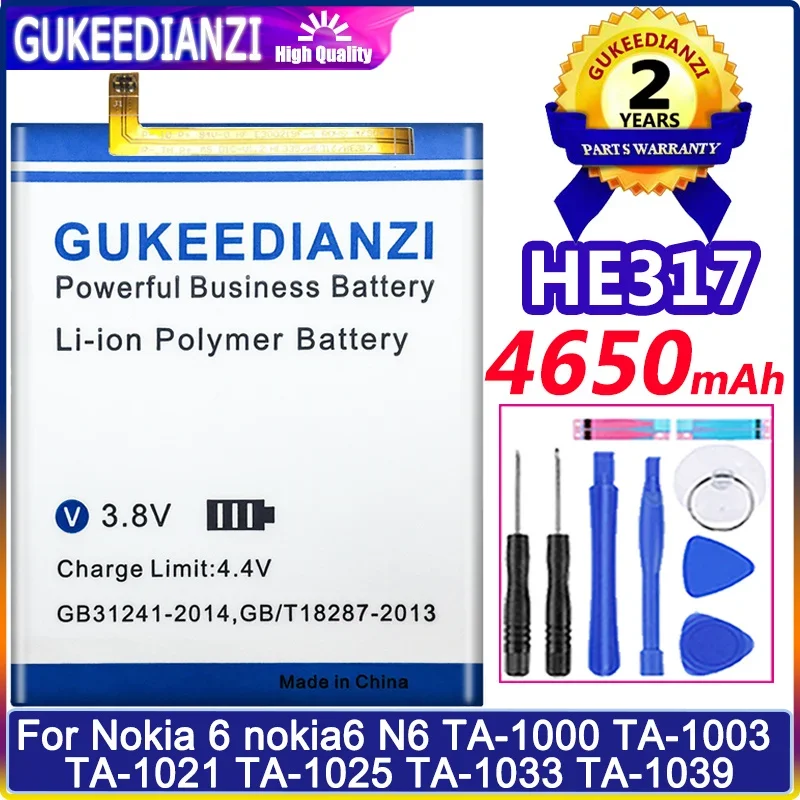Аккумулятор GUKEEDIANZI HE317 4650 мАч для Nokia 6 N6 TA-1000 TA-1003 TA-1021 TA-1025 TA-1033 TA-1039 TA-
Аккумулятор GUKEEDIANZI HE317 4650 мАч для Nokia 6 N6 TA-1000 TA-1003 TA-1021 TA-1025 TA-1033 TA-1039 TA-