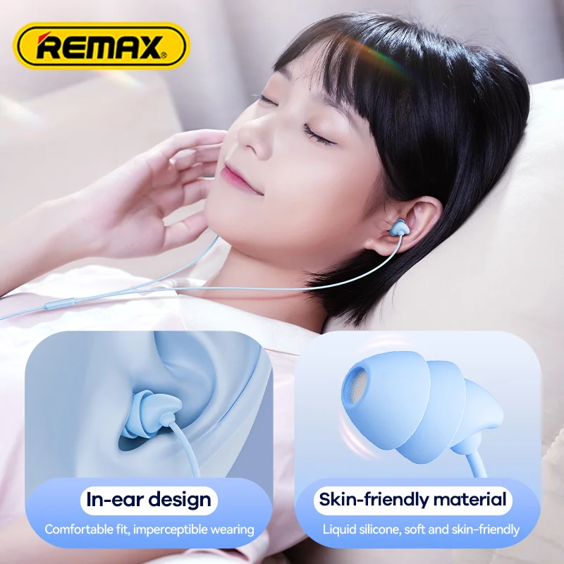 

Remax Anti-noise Soft Earphones Wired Sleep Noise Reduction Cancelling In-Ear With Mic Volume Control to Kids Sleep Type C 3.5mm