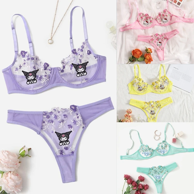 Cute and Sexy Hello Kitty Kuromi Anime Cartoon Low Waist Lace Fun Underwear Set Wholesale Breathable Traceless Women Underwear
Cute and Sexy Hello Kitty Kuromi Anime Cartoon Low Waist Lace Fun Underwear Set Wholesale Breathable Traceless Women Underwear