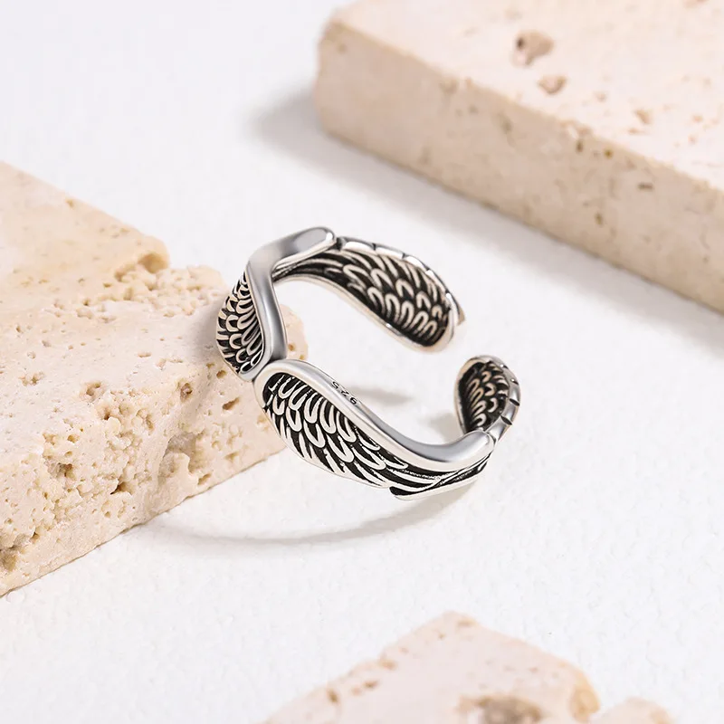 

925 Sterling Silver Angel Wing Adjustable Rings For Women Engagement Wedding Female Jewelry Wholesale Envío Gratis Jewellery