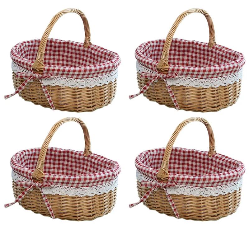 4X Wicker Basket Gift Baskets Empty Oval Willow Woven Picnic Basket with Handle Wedding Basket Small
4X Wicker Basket Gift Baskets Empty Oval Willow Woven Picnic Basket with Handle Wedding Basket Small