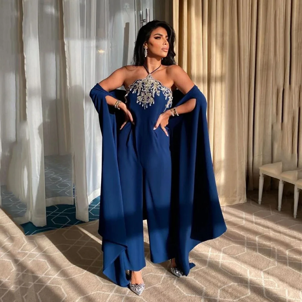 Fashion Halter Chiffon Evening Dresses Sexy Mermaid Front Slit Party Gown 2024 for Women Floor-Length Dubai Arab with Cape
Fashion Halter Chiffon Evening Dresses Sexy Mermaid Front Slit Party Gown 2024 for Women Floor-Length Dubai Arab with Cape