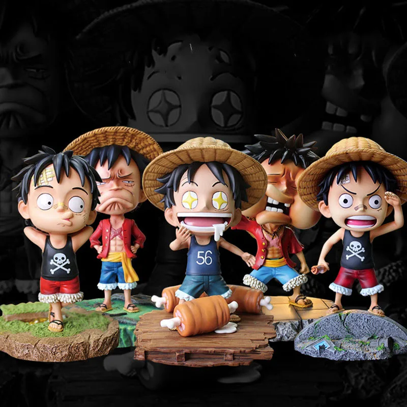 

Anime One Piece Action Figure Doll Monkey D Luffy Childhood Funny Q Version Figurine Cute Collectible Model Desktop Ornament Toy