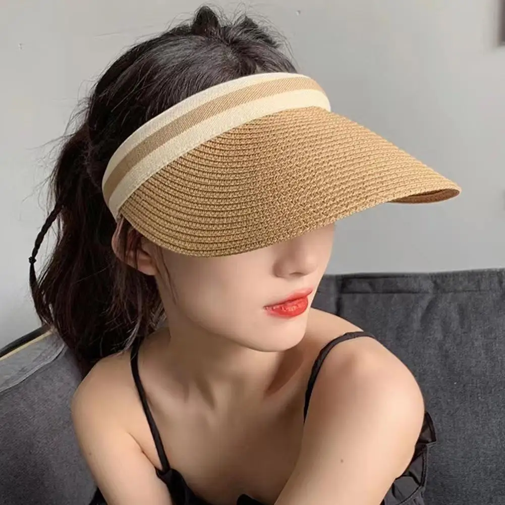 

New Summer UV Protection Sun Hat For Women Fashion Wide Brim Bonnet Outdoor Sports Casual Sunscreen Visor Girl Straw Cap