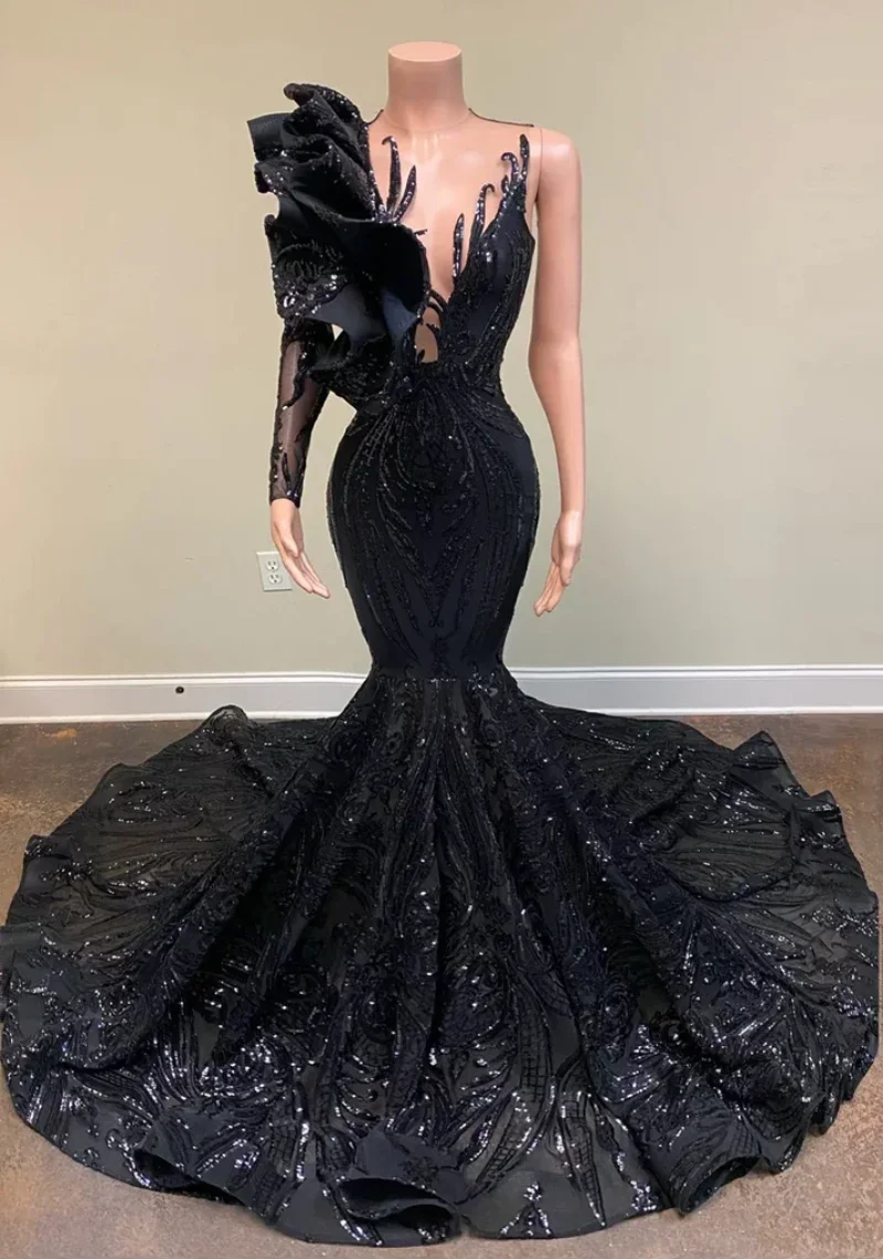 Sparkling Black Sequins Evening Dress Mermaid One Piece Long Sleeve Women's Formal Long Prom Dress Evening Party Maxi Robe
Sparkling Black Sequins Evening Dress Mermaid One Piece Long Sleeve Women's Formal Long Prom Dress Evening Party Maxi Robe