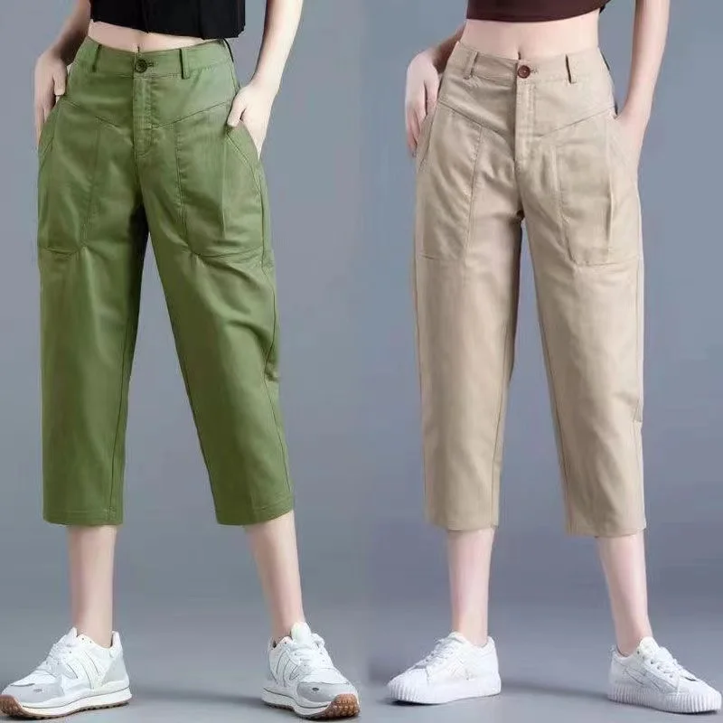 Fashion Women's Harlan Pants Summer Thin Cotton High Waist Zipper Button Pocket Breathable Loose Fit Solid Color Capris Pants
Fashion Women's Harlan Pants Summer Thin Cotton High Waist Zipper Button Pocket Breathable Loose Fit Solid Color Capris Pants