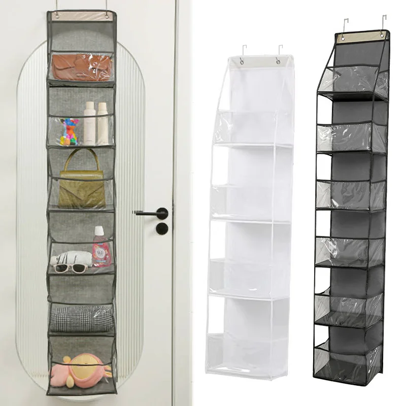 

Wall Hanging Storage Organizer Bag Hanging Over The Door Fabric Cabinet Closet Sundries Organizer Transparent Storage Bag