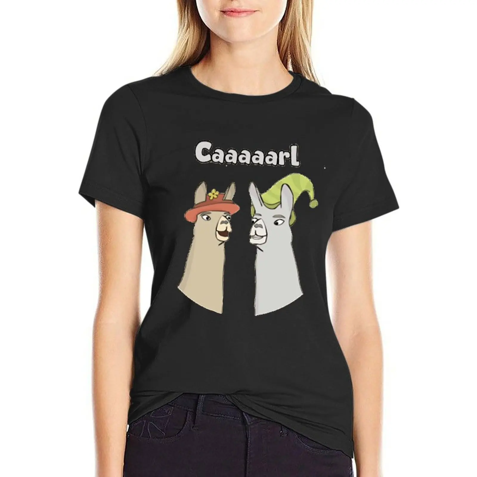 

Llamas with hats caaaarl T-shirt female hippie clothes cute tops cropped t shirts for Women