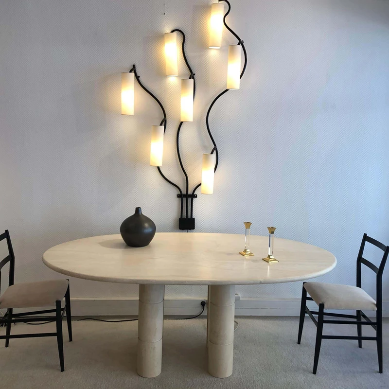 Dining room table modern design luxury oval beige natural stone natural marble wholesale customized travertine dining table
Dining room table modern design luxury oval beige natural stone natural marble wholesale customized travertine dining table
