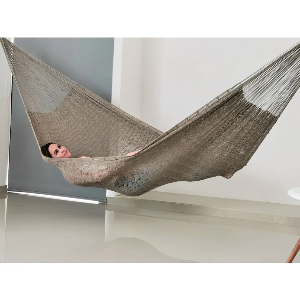 

Traditional Mayan Hammocks - Gray Hammock Made with Thick Cotton Thread