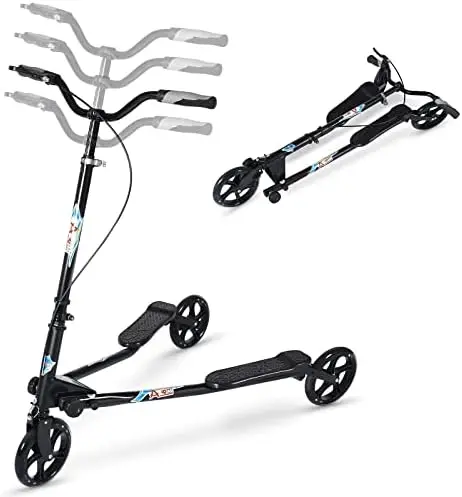 

3 Wheel Foldable Scooter Swing Scooter Tri Slider Kick Wiggle Scooters Push Drifting with Adjustable Handle for Boys/Girl/Adult