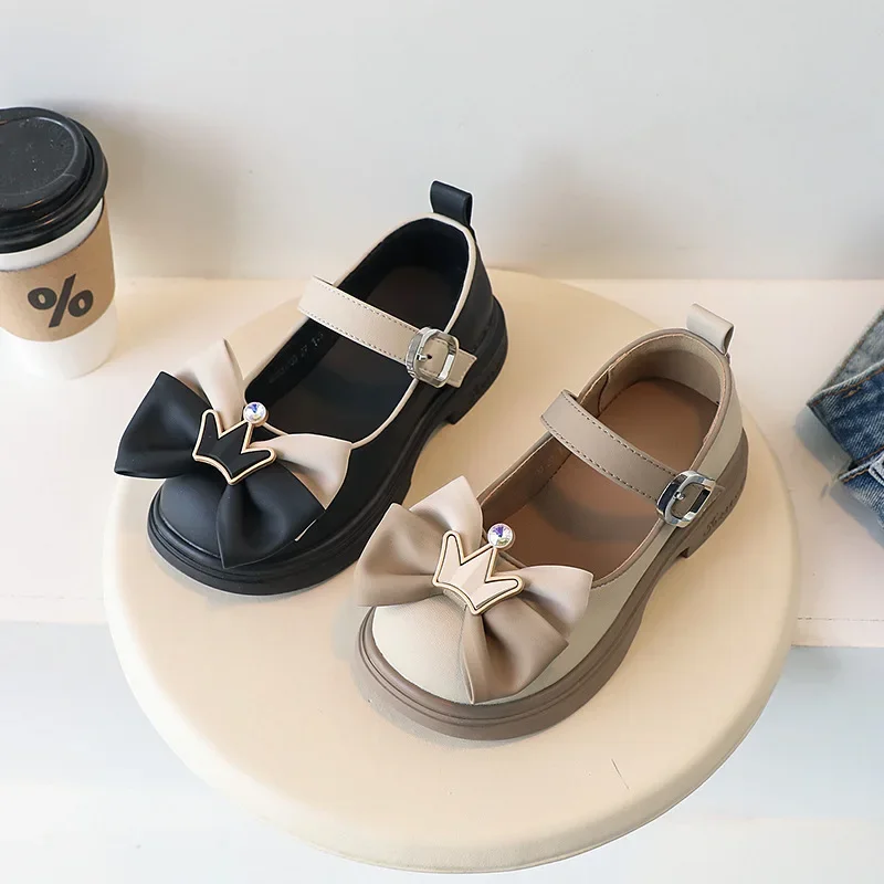 Детские кожаные туфли для девочек, милые однотонные туфли на плоской подошве с бантом, с низким вырезом, на мягкой подошве, обувь принцессы, размеры 21-30 
Детские кожаные туфли для девочек, милые однотонные туфли на плоской подошве с бантом, с низким вырезом, на мягкой подошве, обувь принцессы, размеры 21-30