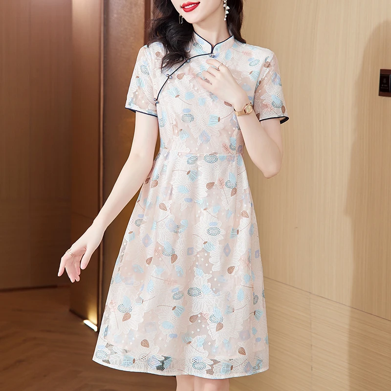 2023 New Fashion Chinese Printed Mini Dress Women's Summer Improved Qipao Loose Fit Leisure Banquet Dress Vestidos
2023 New Fashion Chinese Printed Mini Dress Women's Summer Improved Qipao Loose Fit Leisure Banquet Dress Vestidos
