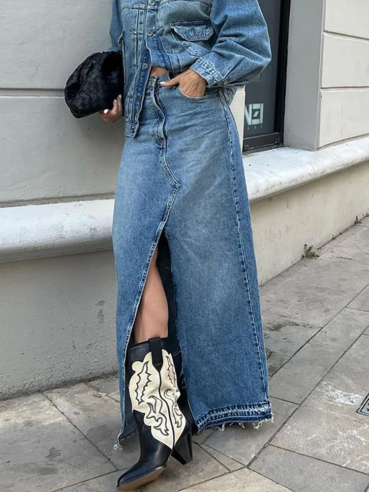 Шон тсин®Женская джинсовая юбка с высокой талией, синяя облегающая Повседневная Длинная юбка из 100% хлопка с разрезом и коровьей шерстью, одежда для улицы
Шон тсин®Женская джинсовая юбка с высокой талией, синяя облегающая Повседневная Длинная юбка из 100% хлопка с разрезом и коровьей шерстью, одежда для улицы