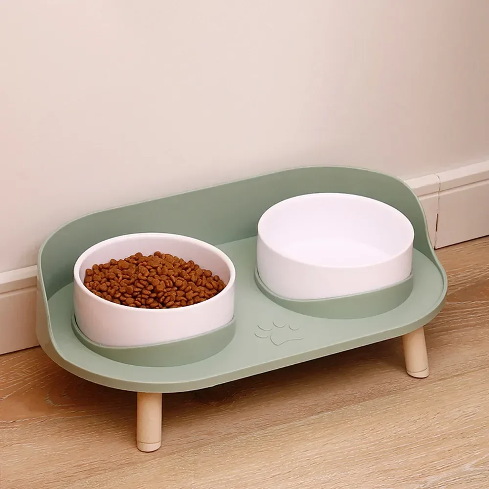 

Dish Feeders Drinker Cats Dogs Double Water Feeding Bowls Food Elevated Adjustable Feeder Height Cat Kitten Pet Bowl Supplies