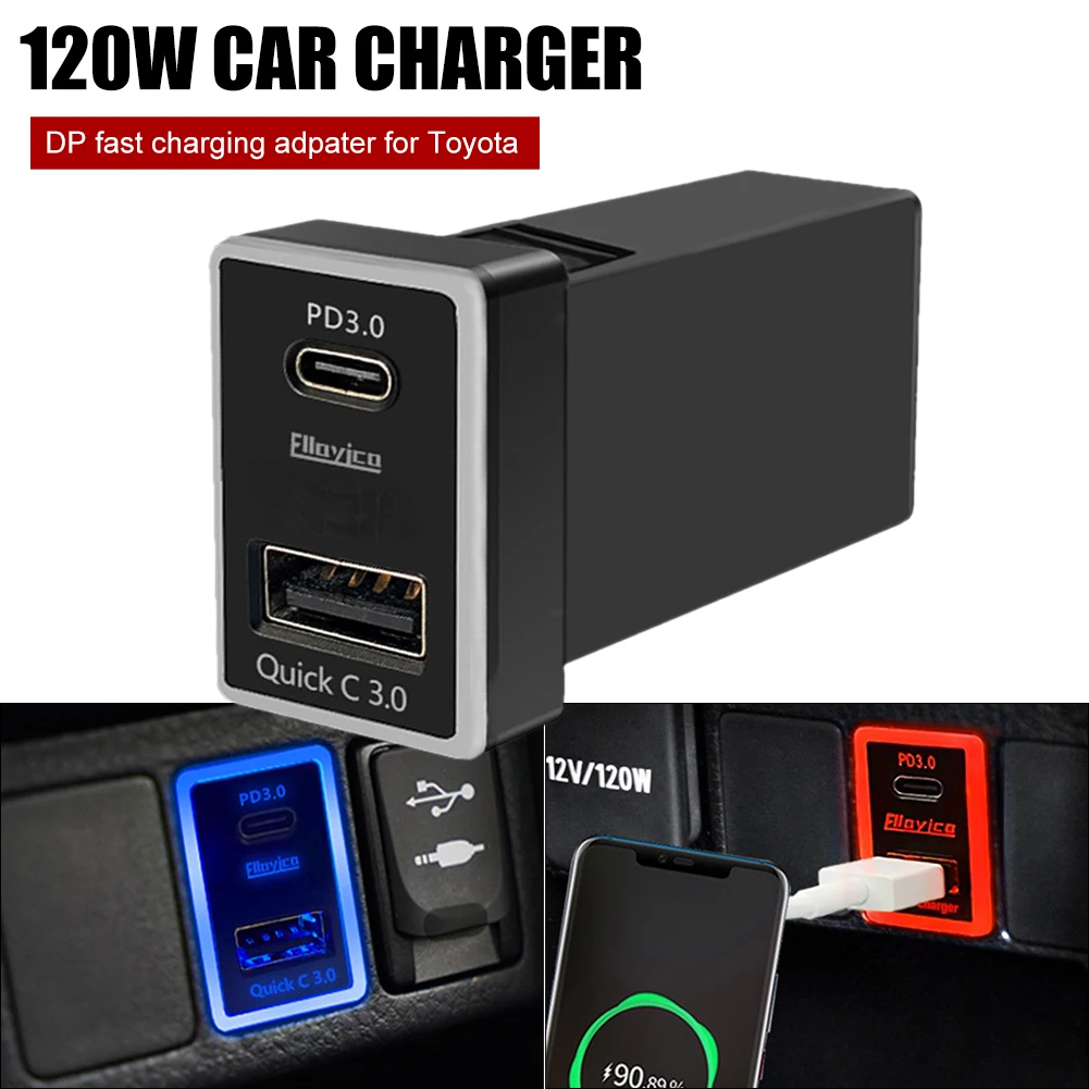 New QC3.0 Car USB Port 120W Fast Charger For Toyota Camry Land Cruiser 200 RAV4 Corolla Smartphone Quick Charging Adapter
New QC3.0 Car USB Port 120W Fast Charger For Toyota Camry Land Cruiser 200 RAV4 Corolla Smartphone Quick Charging Adapter