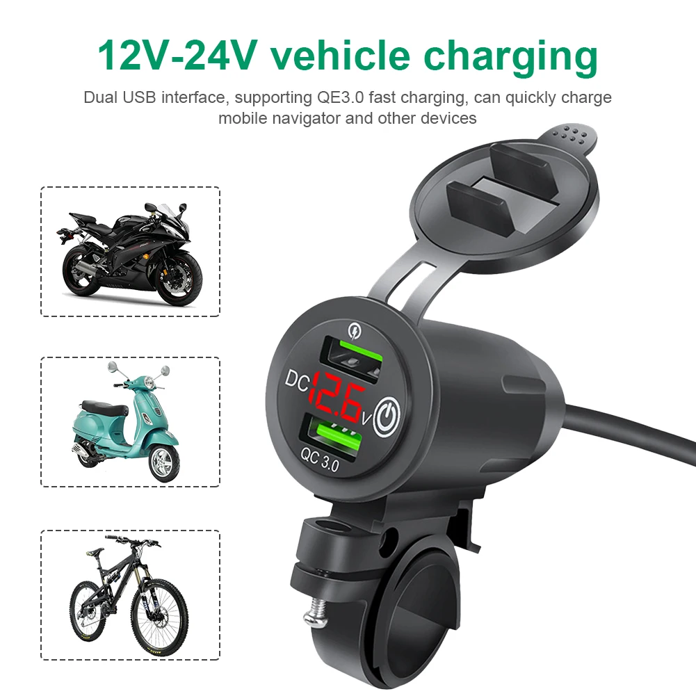 Rider Handlebar Rack Car Charger Fast Charge QC3.0 Car Charger Socket with Voltage Display Motorcycle Mobile Phones Charger
Rider Handlebar Rack Car Charger Fast Charge QC3.0 Car Charger Socket with Voltage Display Motorcycle Mobile Phones Charger
