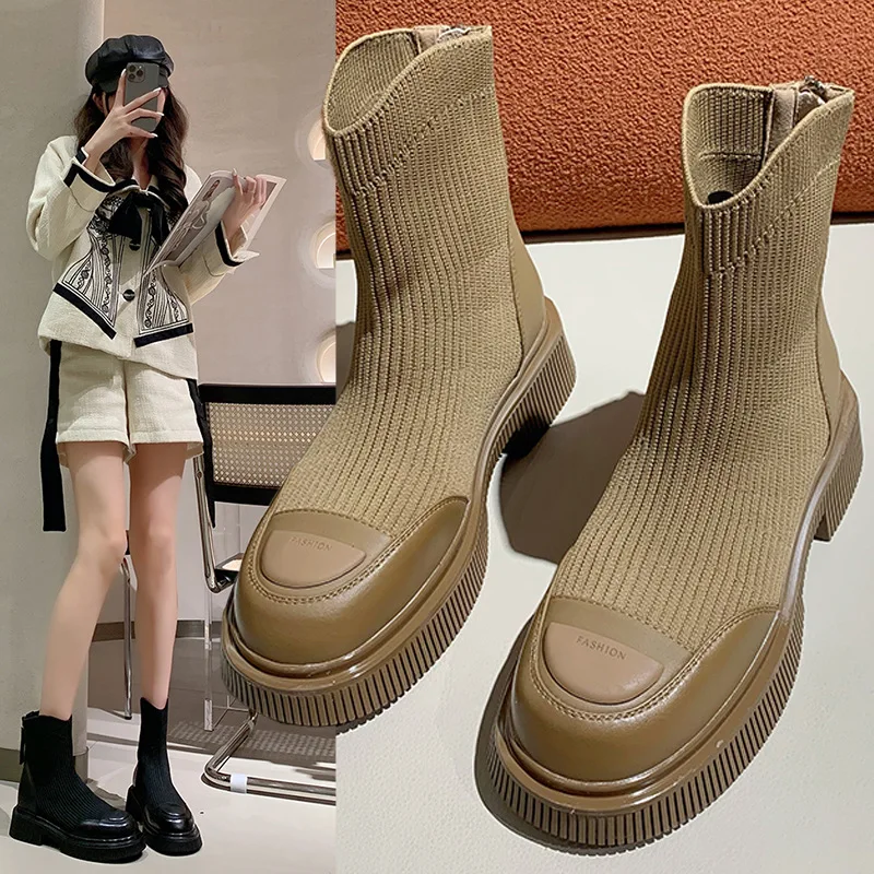 Thick Bottom Knitted Boots Women 2023 Autumn Winter New Brown Fashion Short Boots Thick Bottom Splicing Comfortable Warm Boots
Thick Bottom Knitted Boots Women 2023 Autumn Winter New Brown Fashion Short Boots Thick Bottom Splicing Comfortable Warm Boots