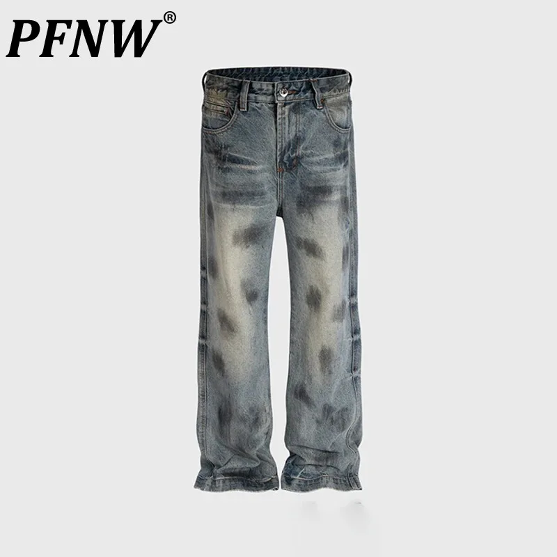 

PFNW Men's And Women's Tide Washed Worn-out Denim Pants Vintage Style Torn Holes High Street Style New Dirty Retro Jeans 12P1282